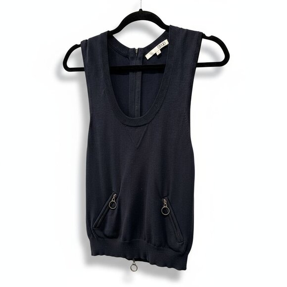 (212) Silk Cotton Knit Sweater Vest Black Size Small - Picture 1 of 3